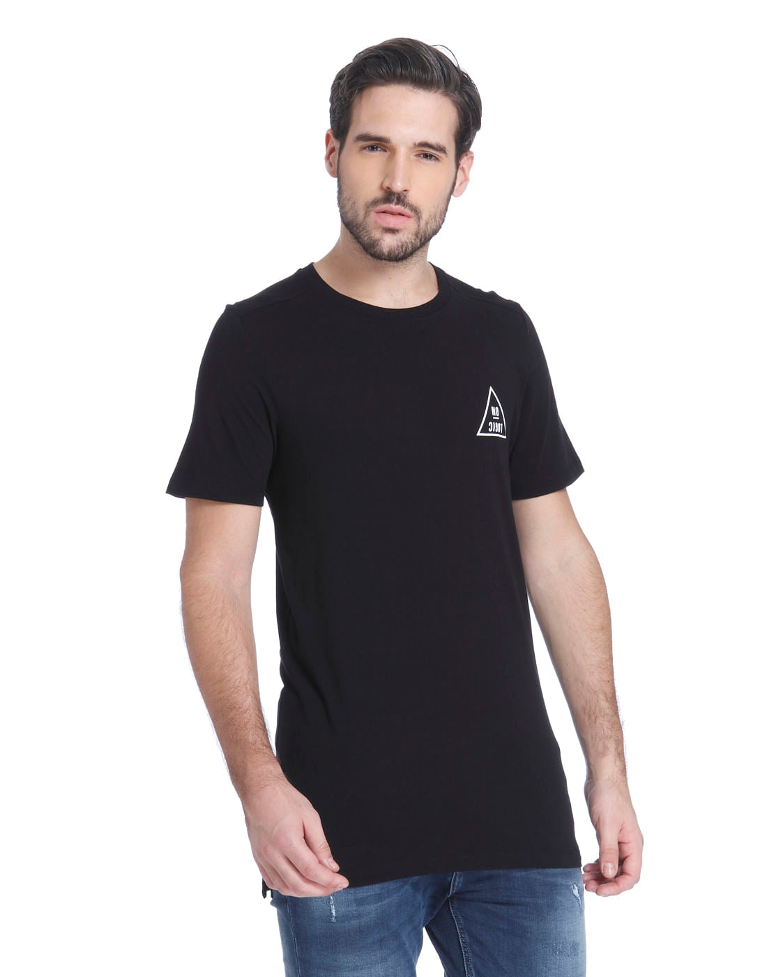 Black Graphic Print Crew Neck T-Shirt