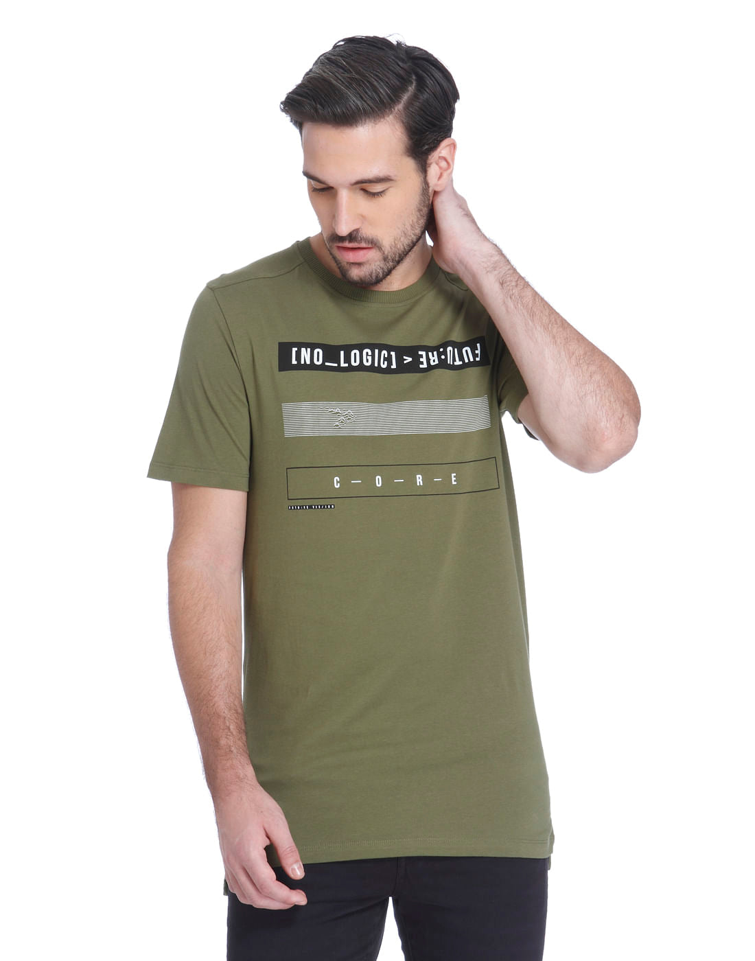 Green Graphic Print Crew Neck T-Shirt