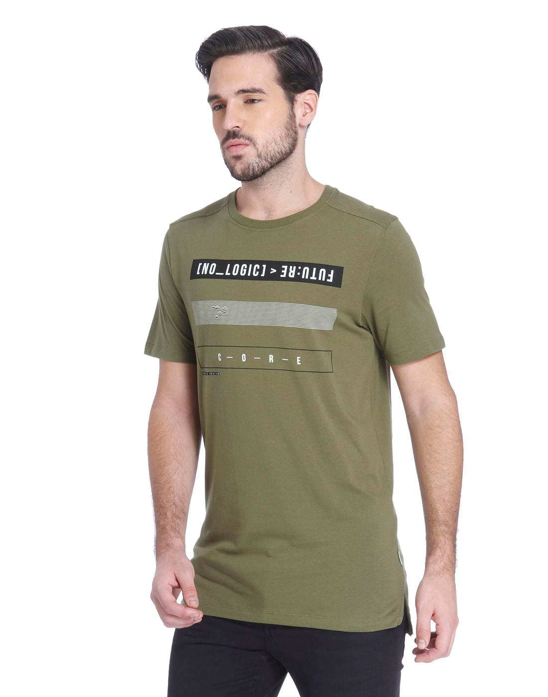 Green Graphic Print Crew Neck T-Shirt