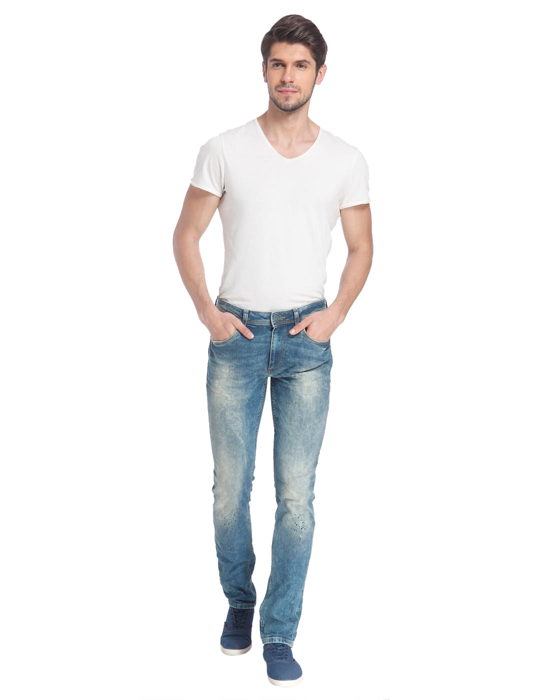 Blue Solid Denim Jeans