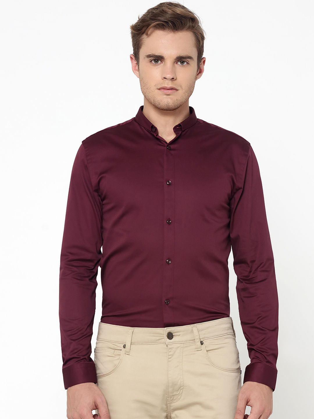 Burgundy Slim Fit Shirt - S