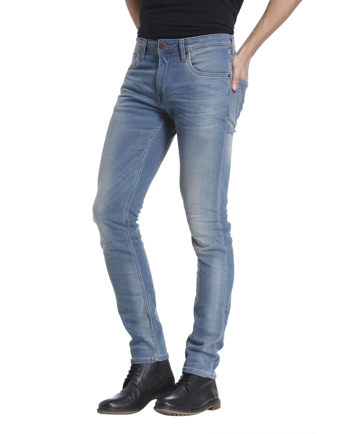 Blue Solid Denim Jeans