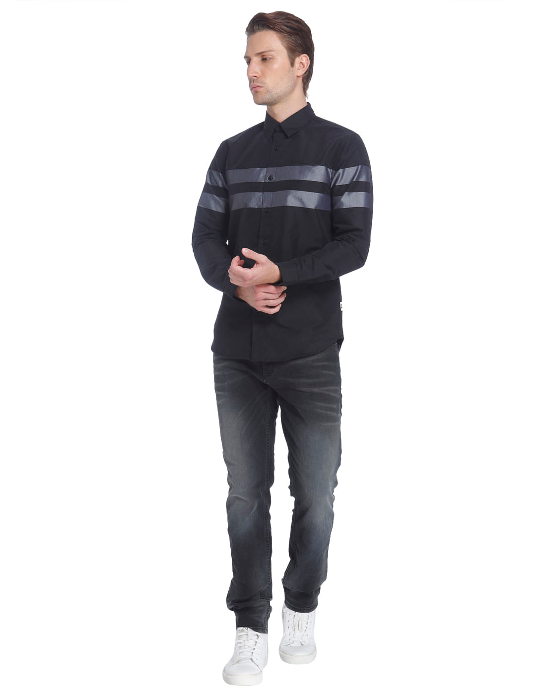 Black Shirt With Grey Stripes