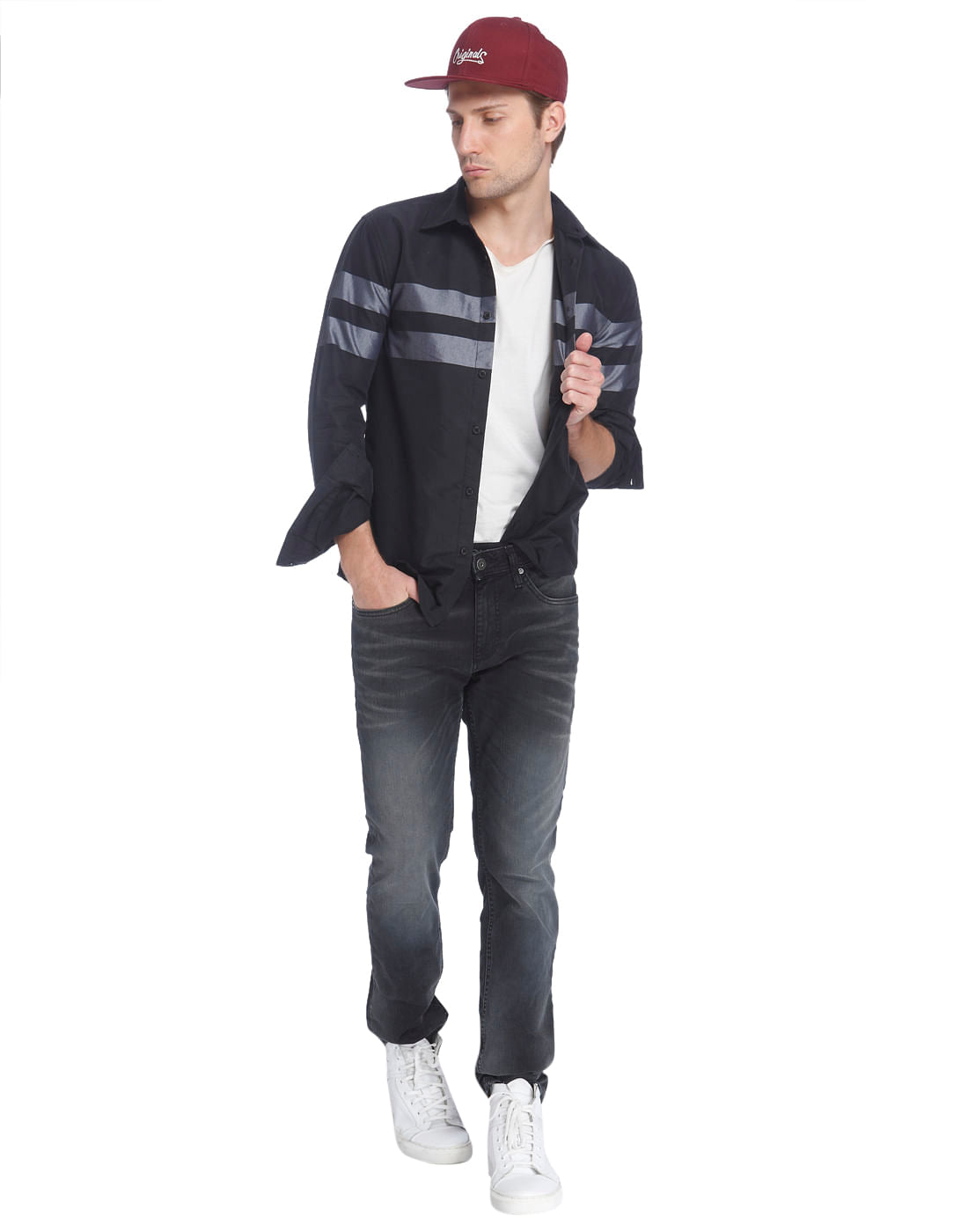 Black Shirt With Grey Stripes