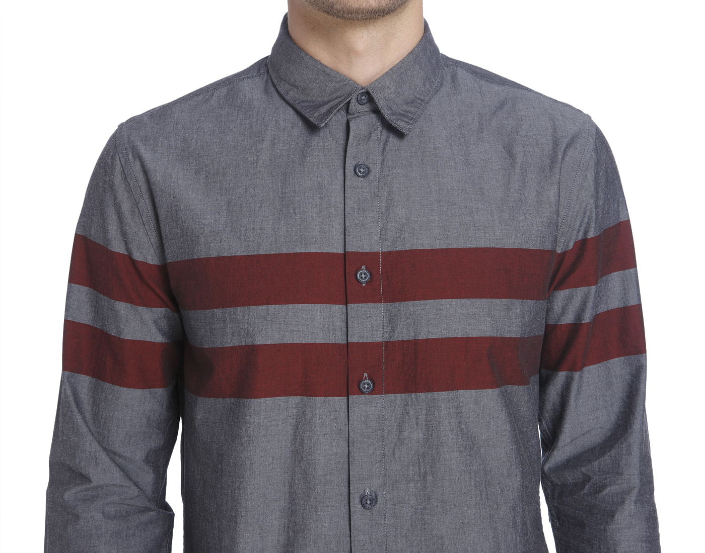 Grey Shirt With Red Stripes