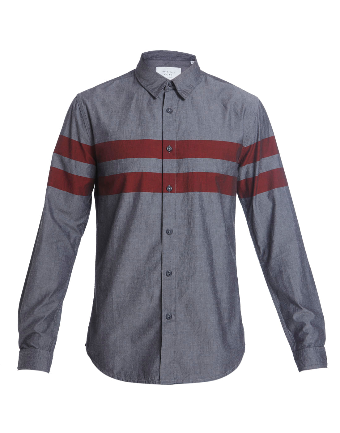 Grey Shirt With Red Stripes