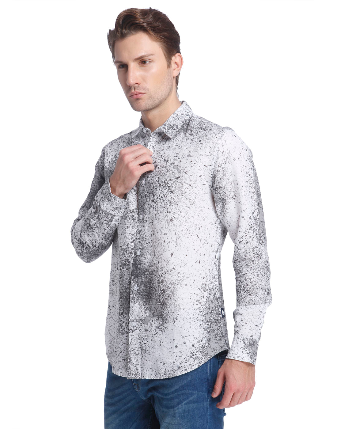 Abstract Print Black Shirt - S