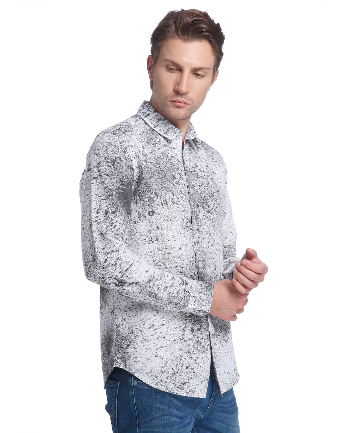 Abstract Print Black Shirt