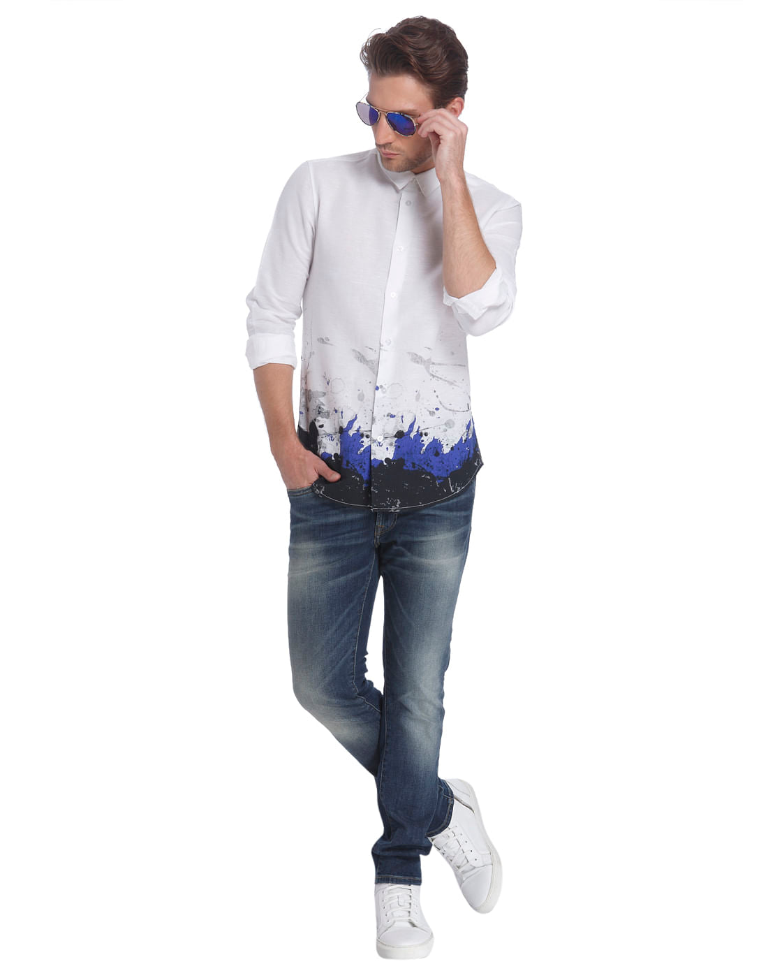 White Pop Art Print Shirt