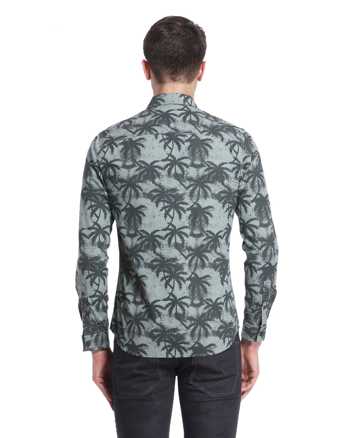 All-Over Print Grey Casual Shirt