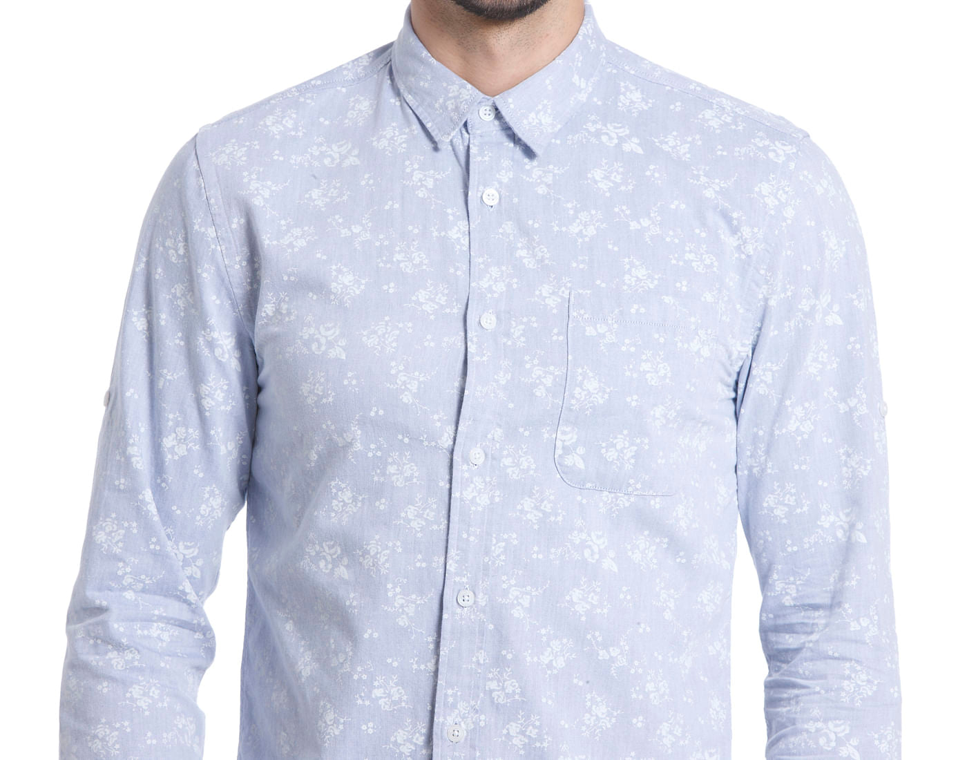 All-Over Print Blue Casual Shirt