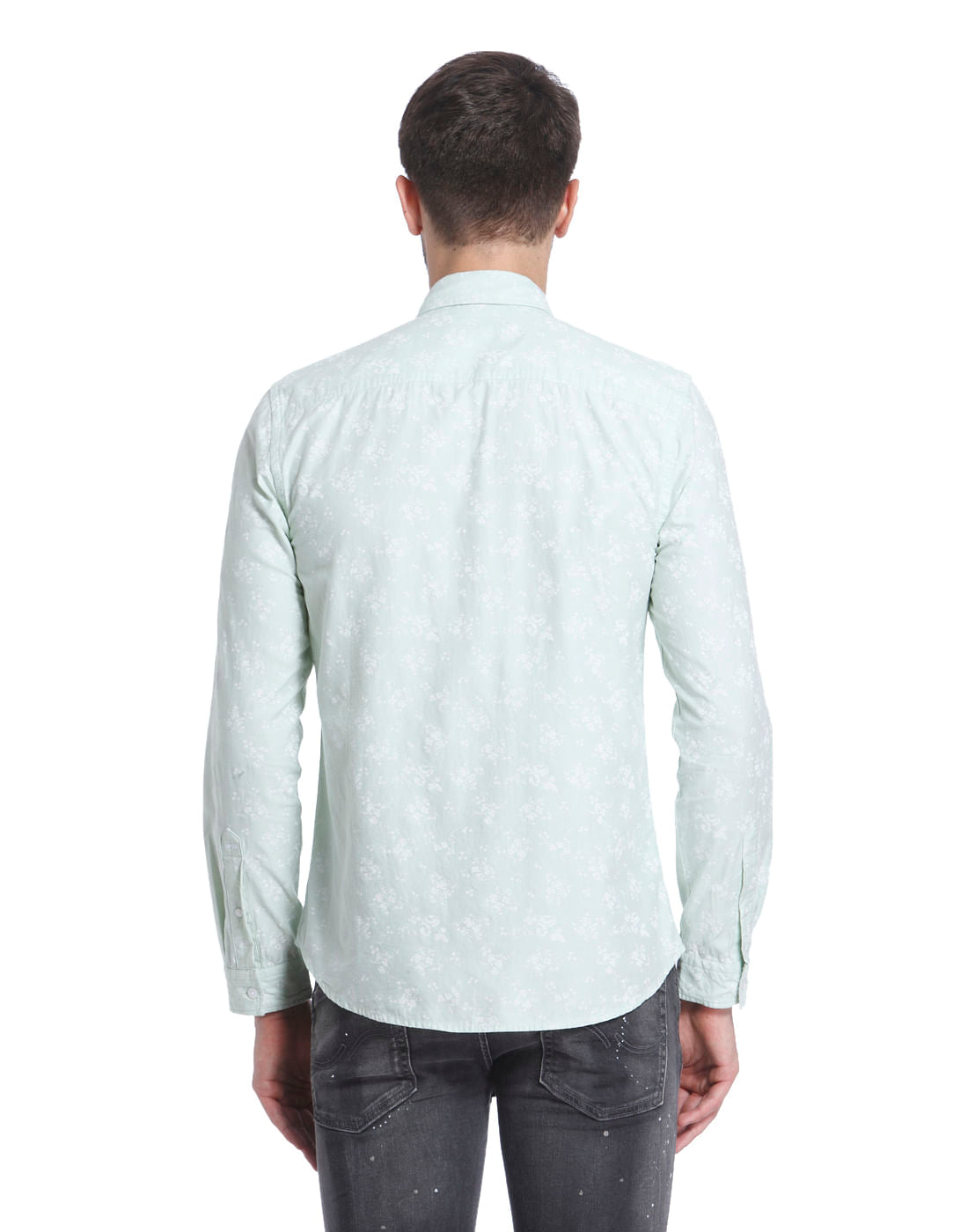 All-Over Print Green Casual Shirt