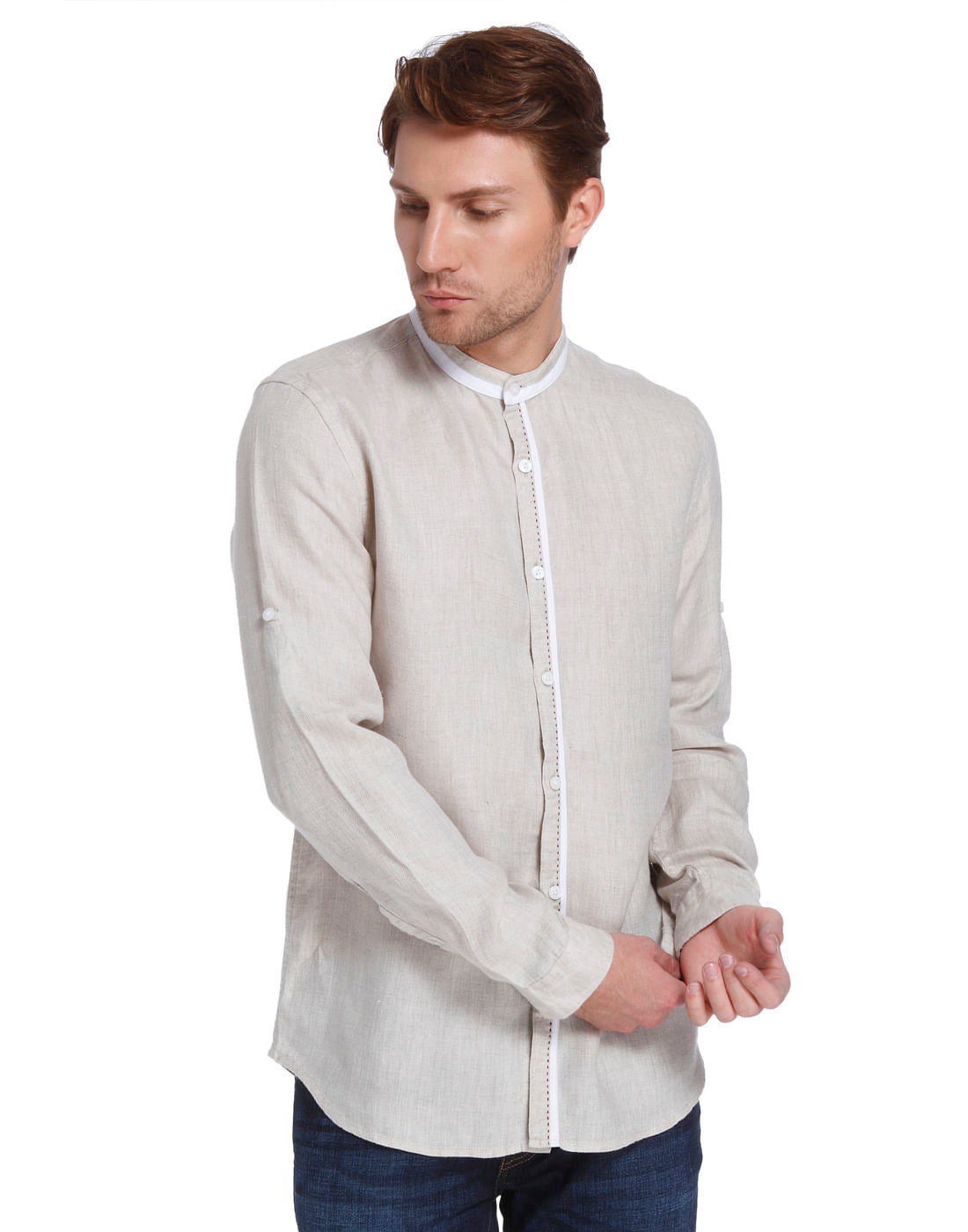 Solid Casual Linen Shirt - S