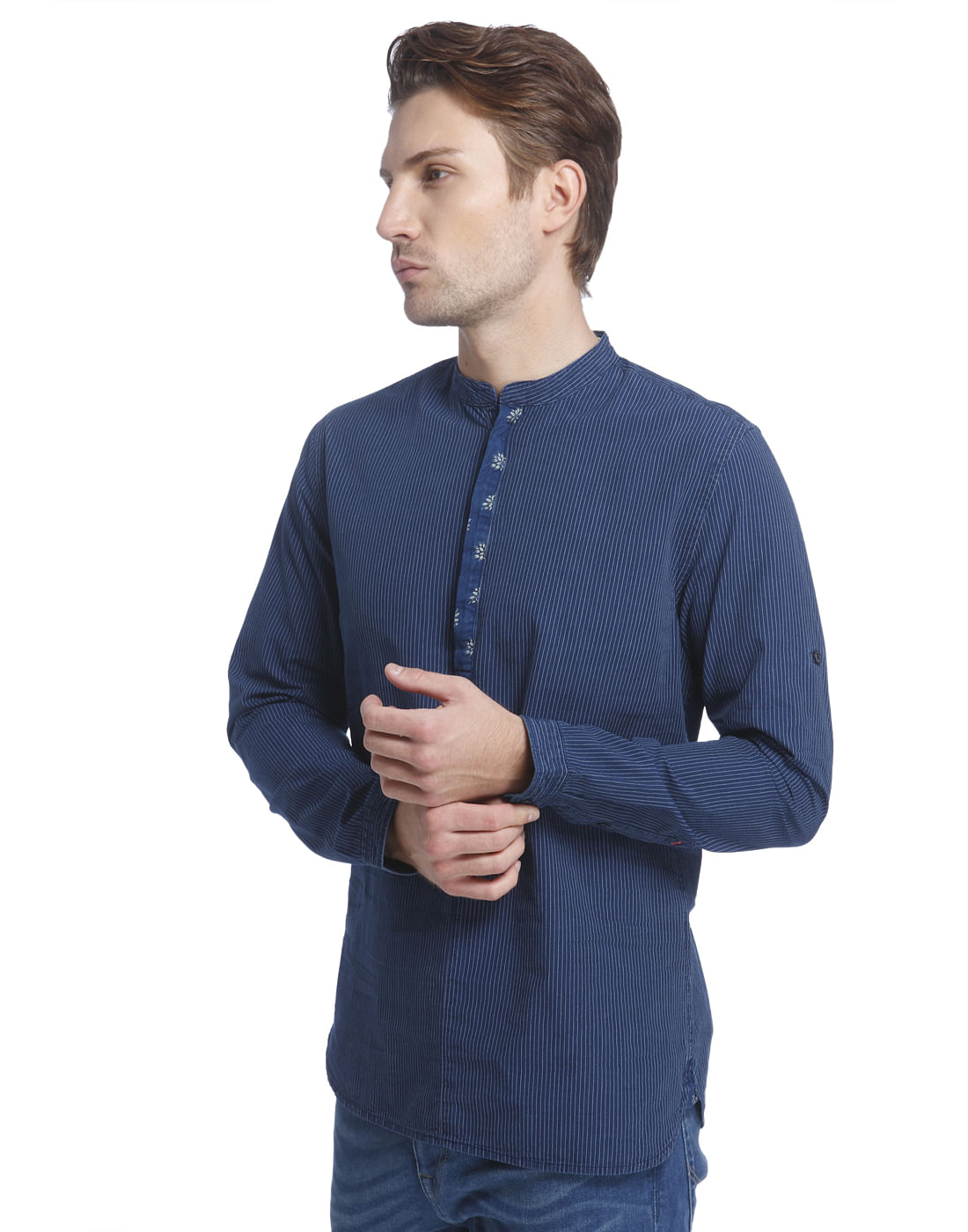 Dark Blue Striped Shirt