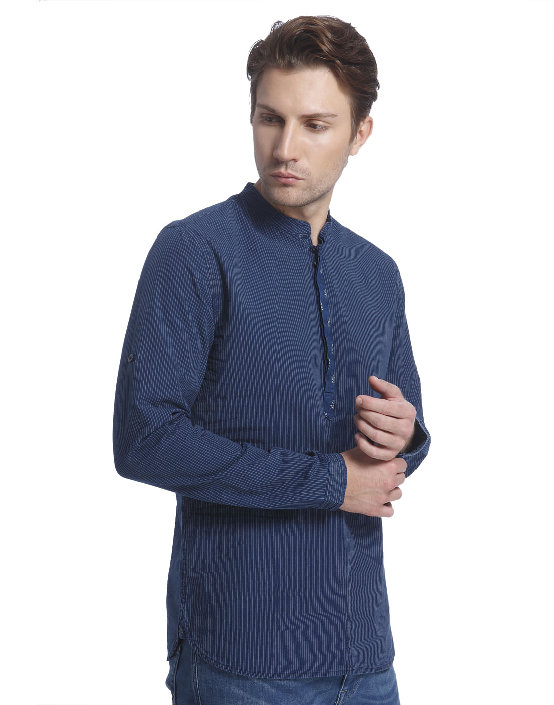 Dark Blue Striped Shirt