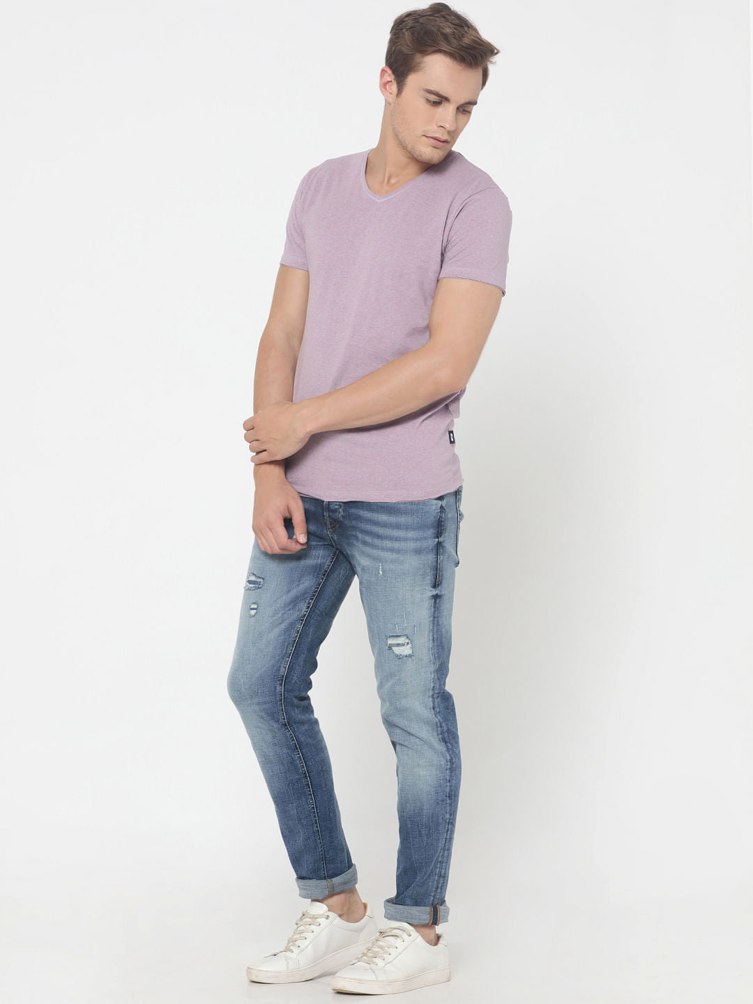 Light Purple V-Neck T-Shirt