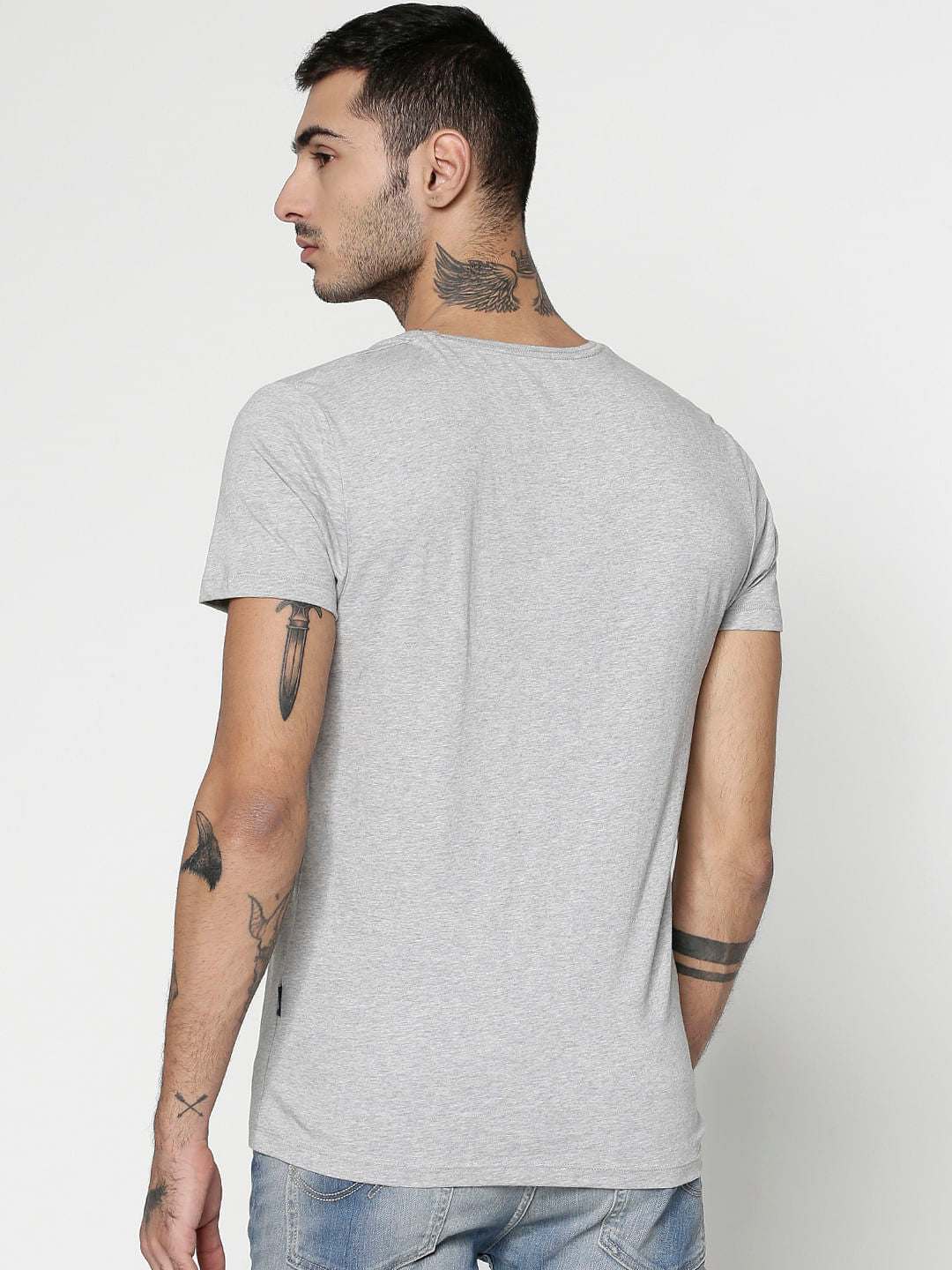 Grey Slim Fit V-Neck T-Shirt