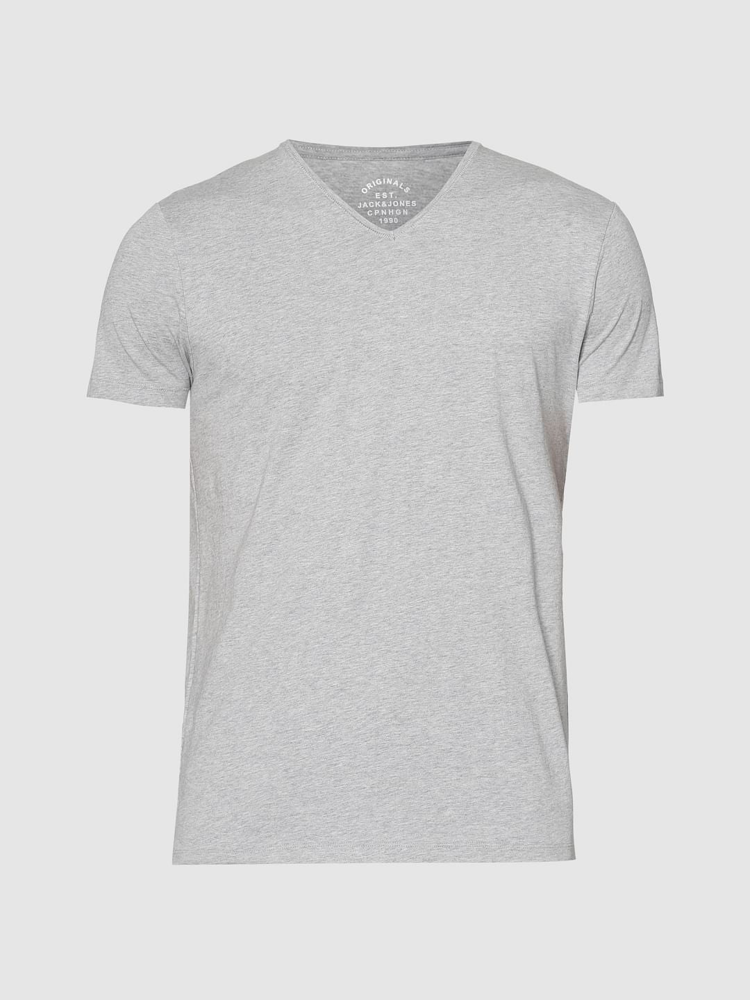 Grey Slim Fit V-Neck T-Shirt