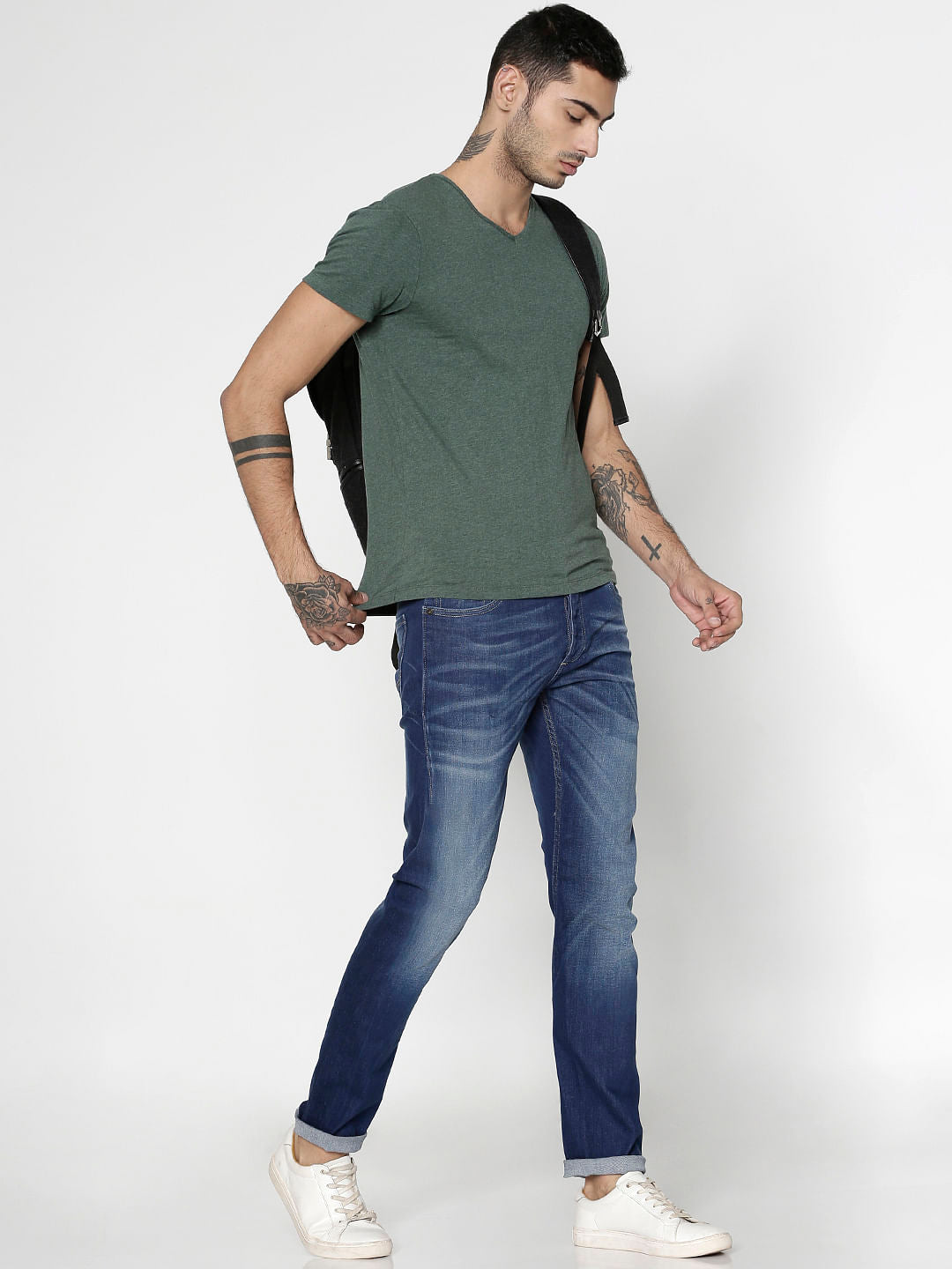 Green Slim Fit V-Neck T-Shirt
