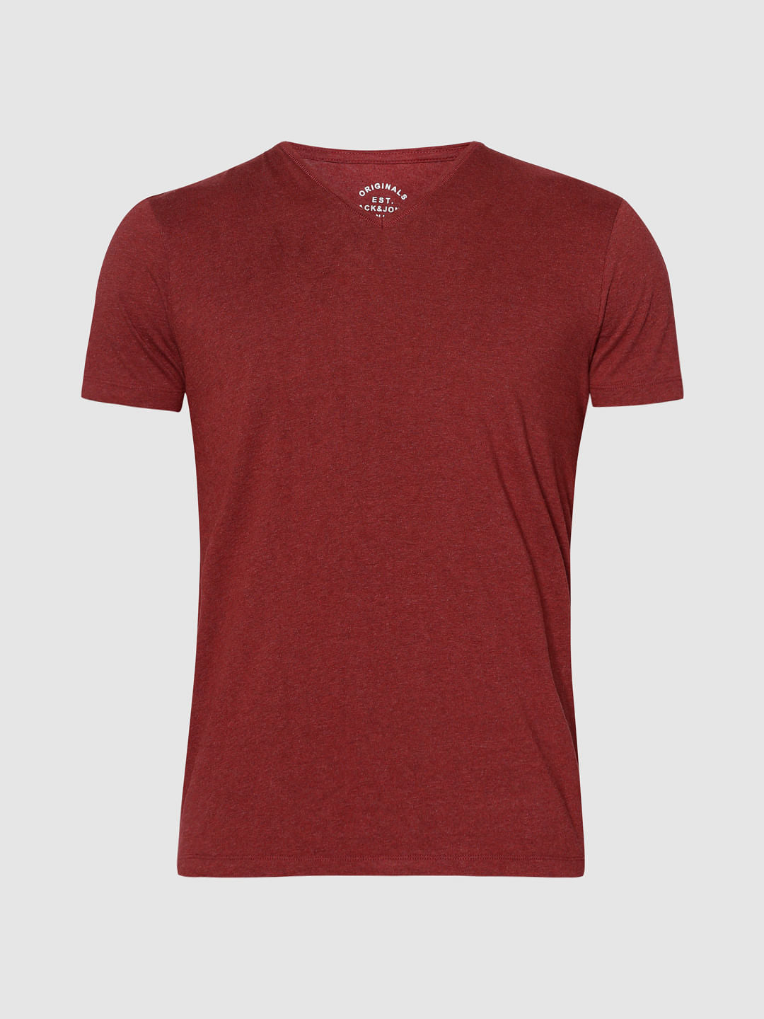 Red Slim Fit V-Neck T-Shirt