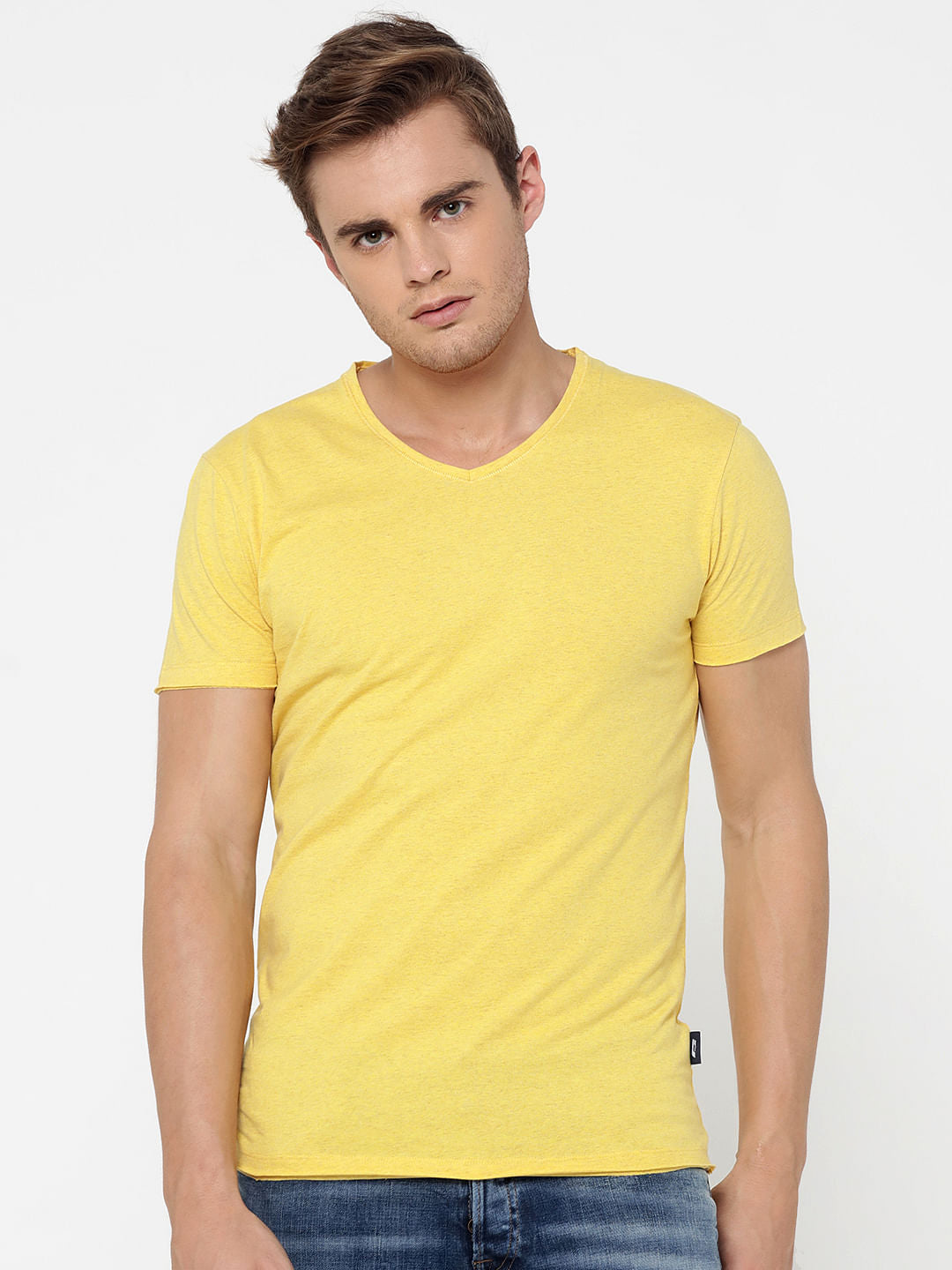 Yellow V-Neck T-Shirt - S