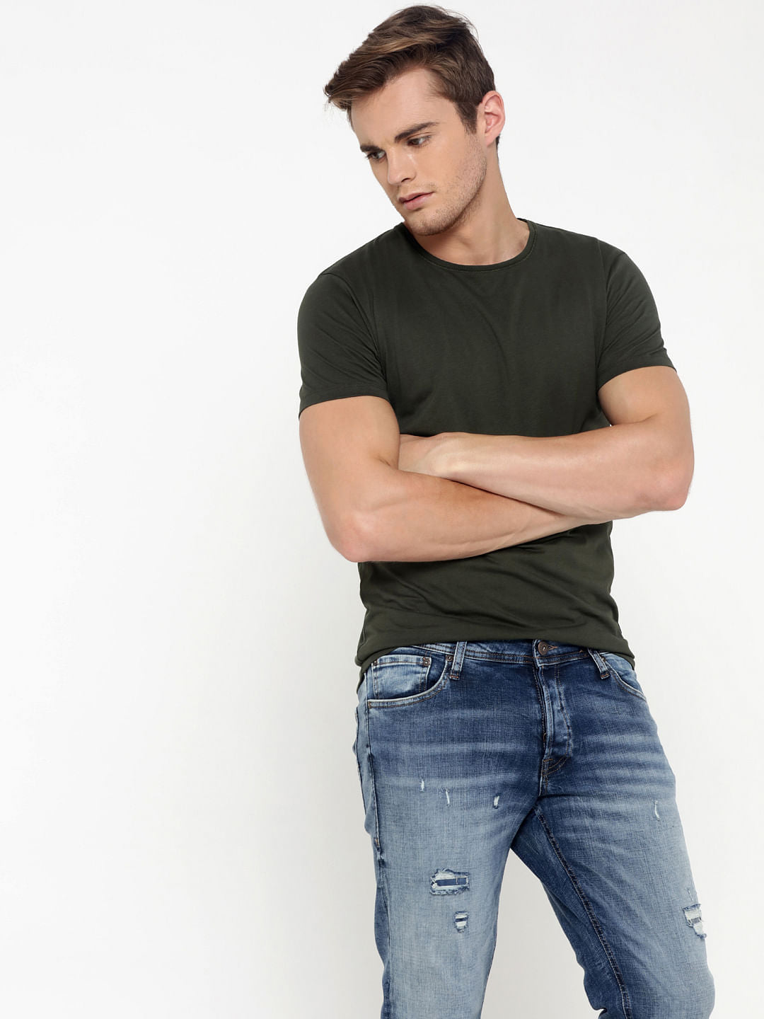Olive Green Crew Neck T-Shirt