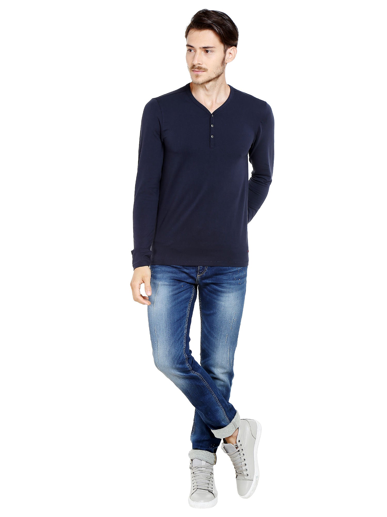 Black Slim Fit Henley T-Shirt