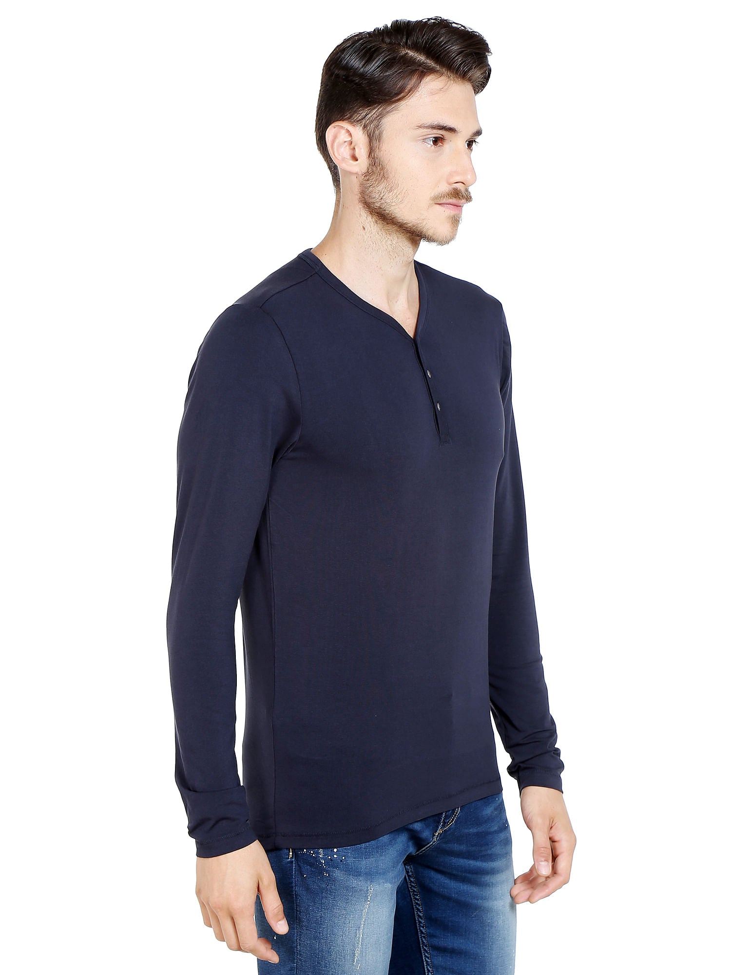 Black Slim Fit Henley T-Shirt