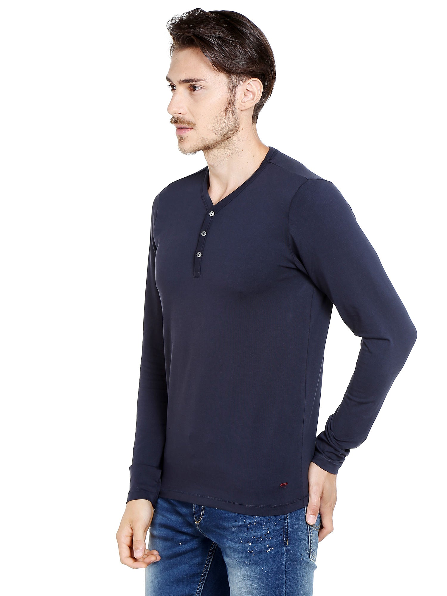 Black Slim Fit Henley T-Shirt