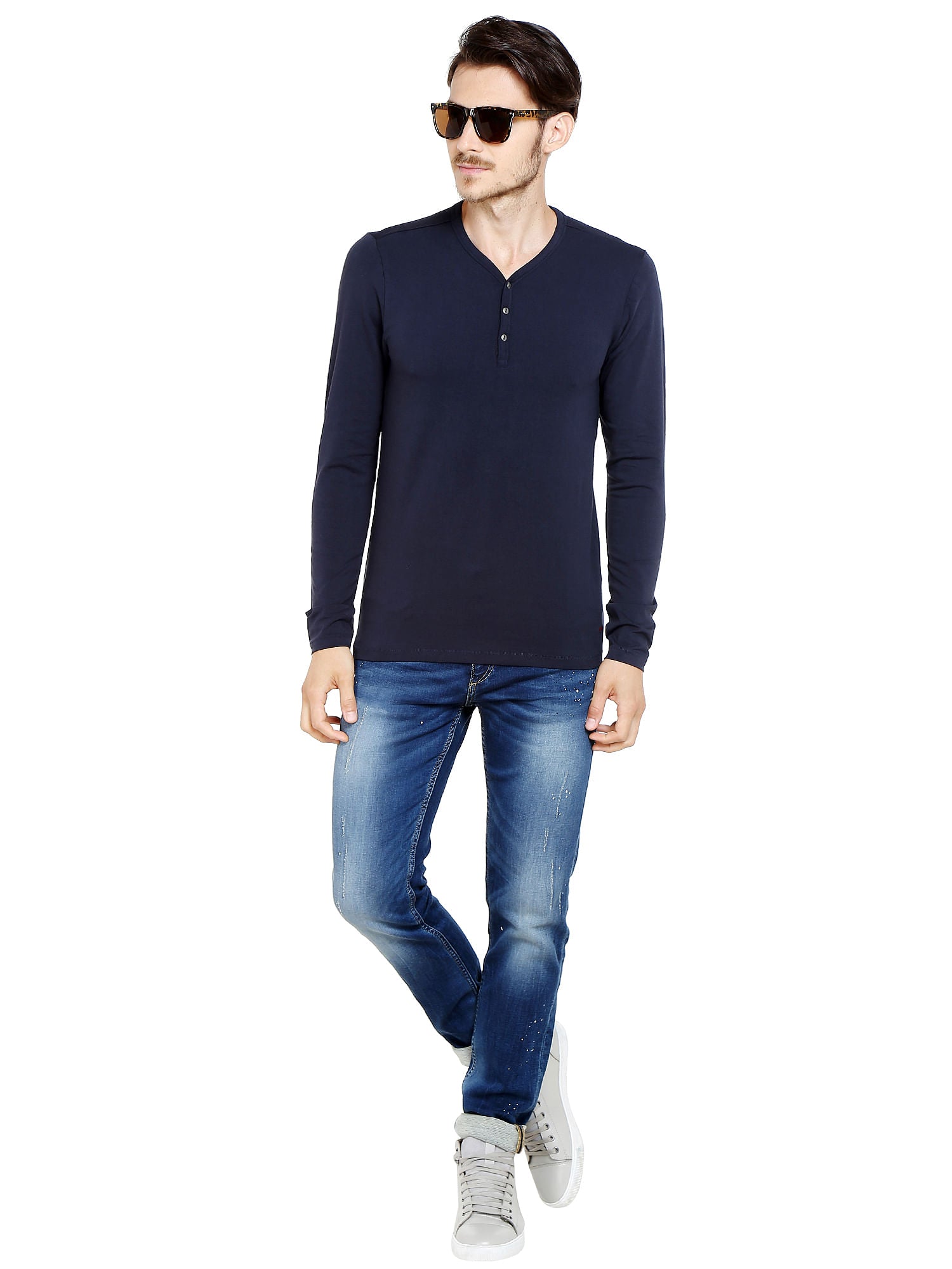 Black Slim Fit Henley T-Shirt