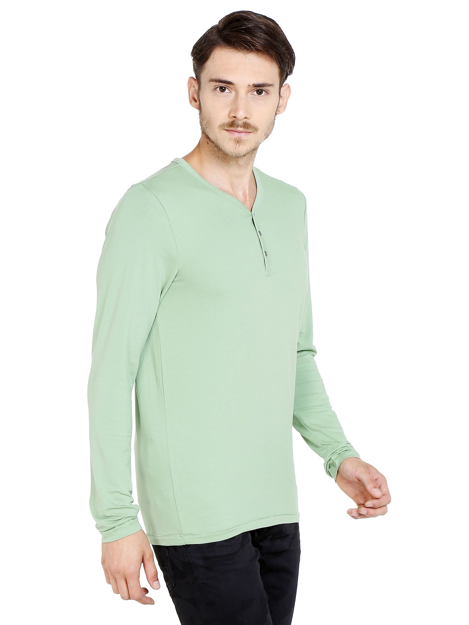 Green Slim Fit Henley T-Shirt