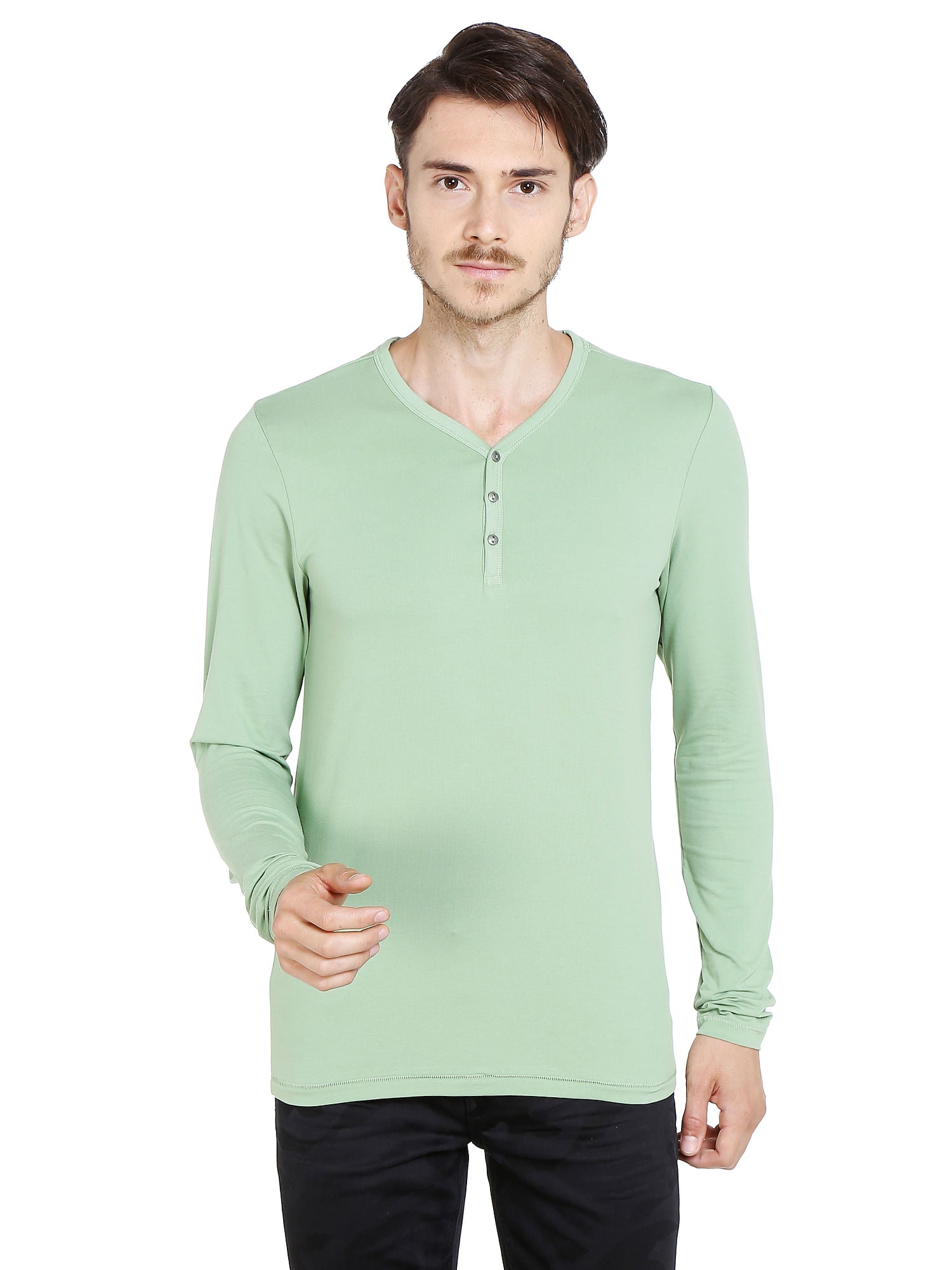 Green Slim Fit Henley T-Shirt