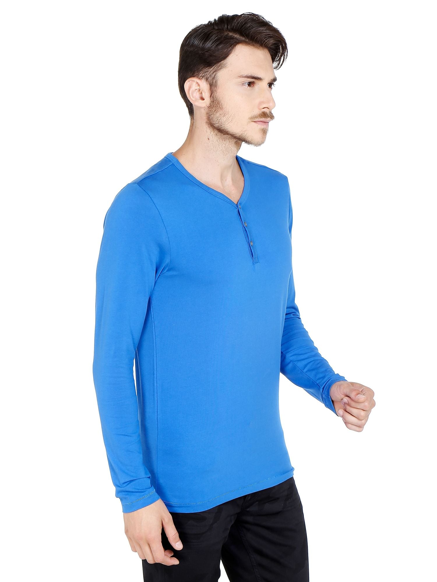 Blue Slim Fit Henley T-Shirt