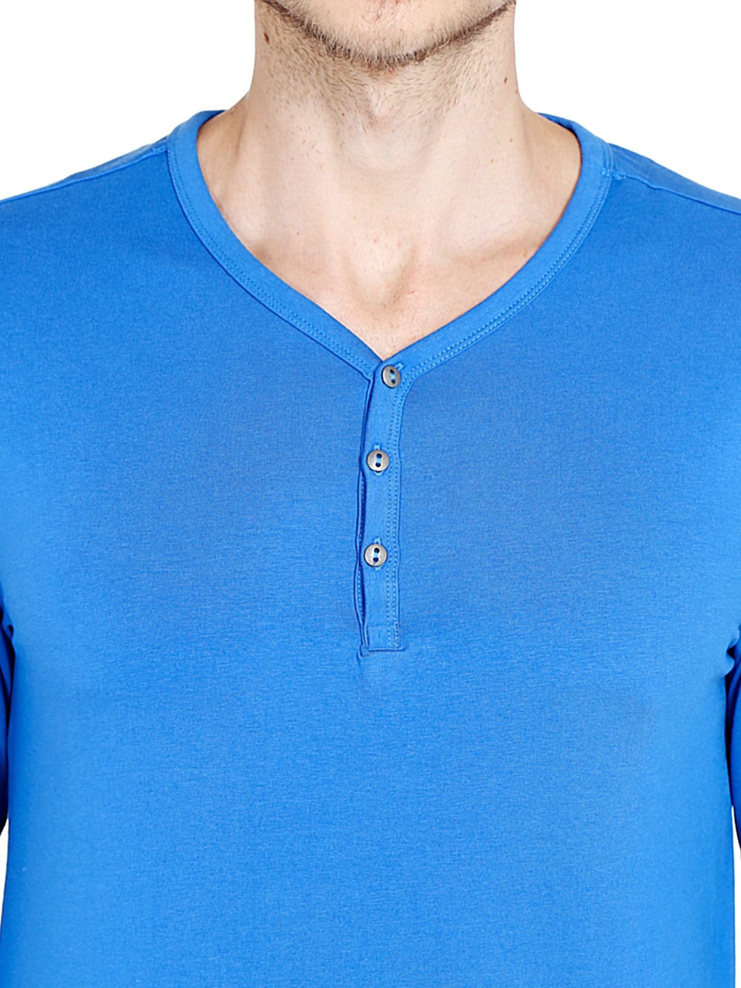 Blue Slim Fit Henley T-Shirt