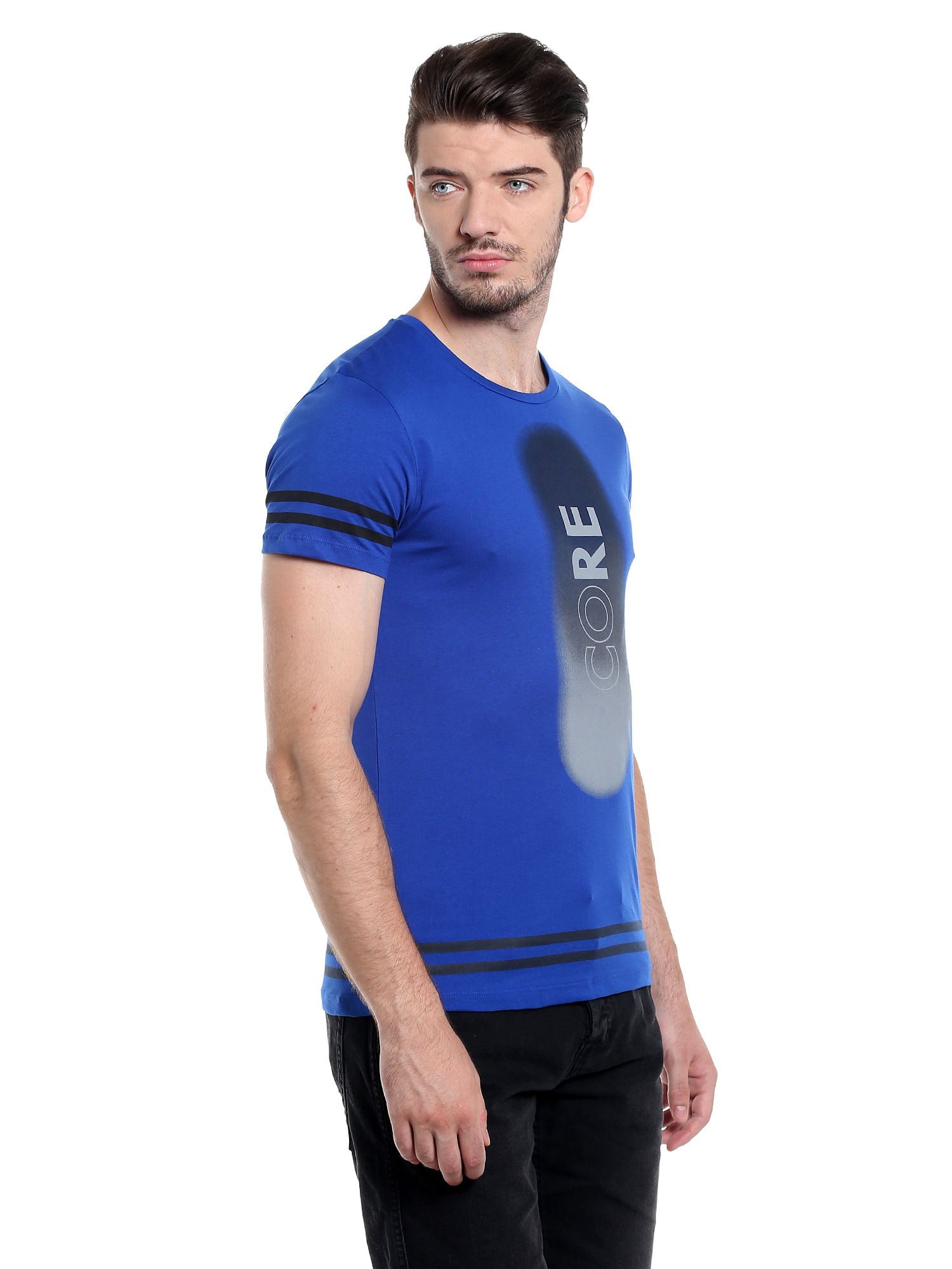 Blue Graphic Print Crew Neck T-Shirt