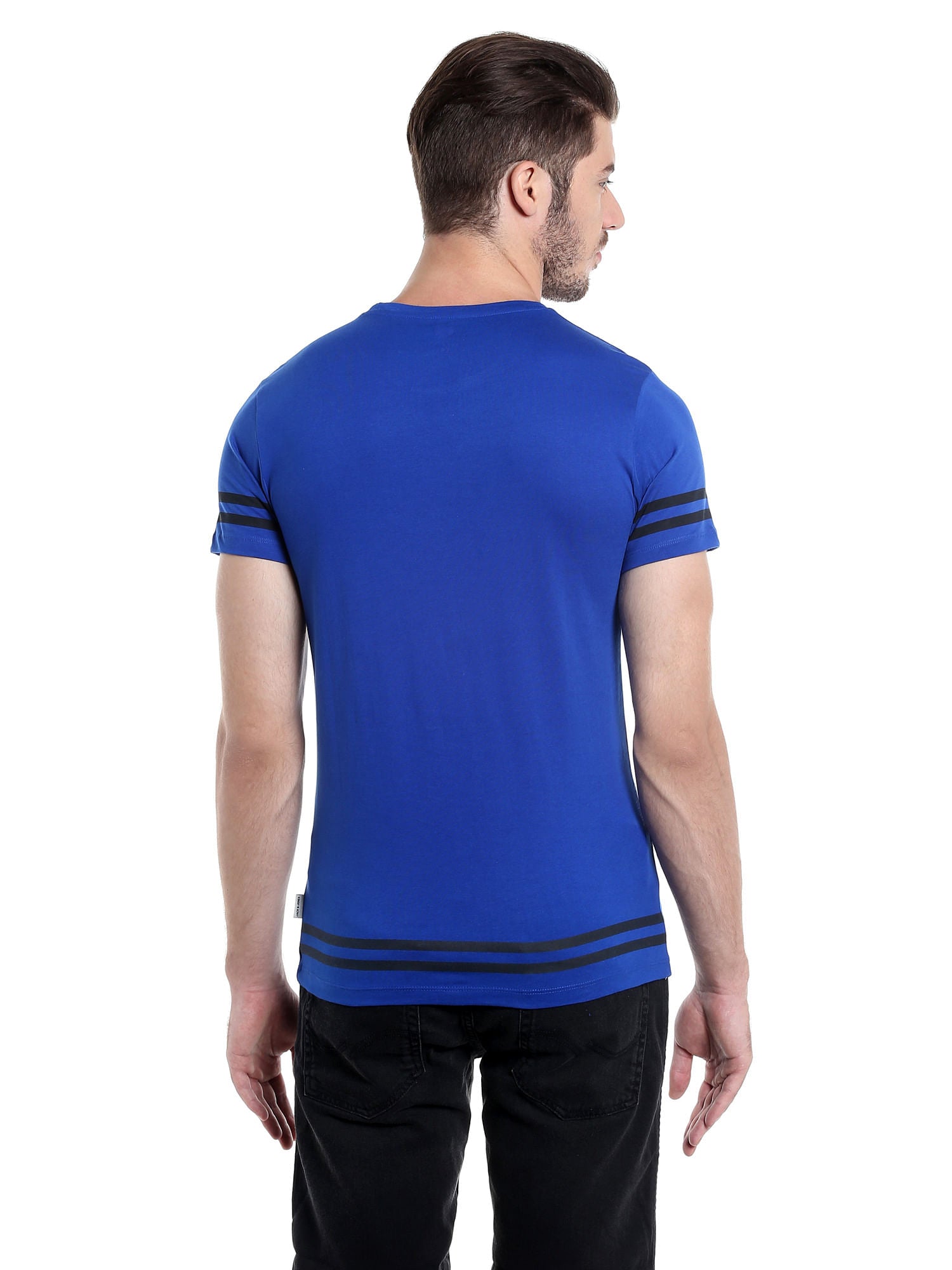 Blue Graphic Print Crew Neck T-Shirt