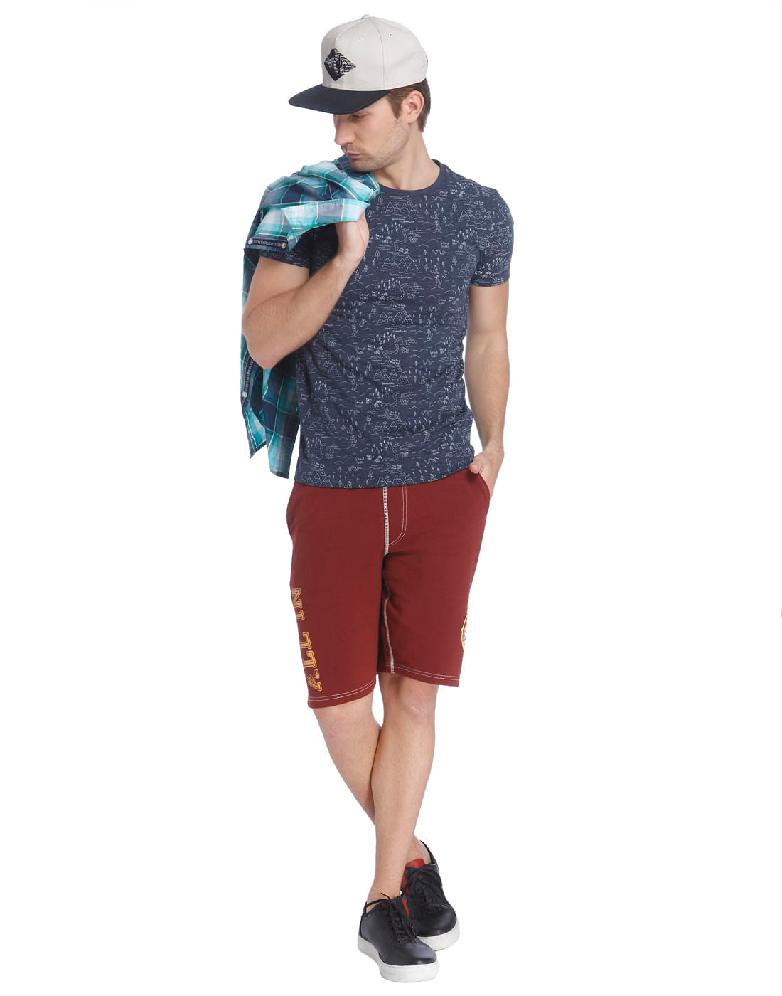 Blue All Over Print Crew Neck T-Shirt