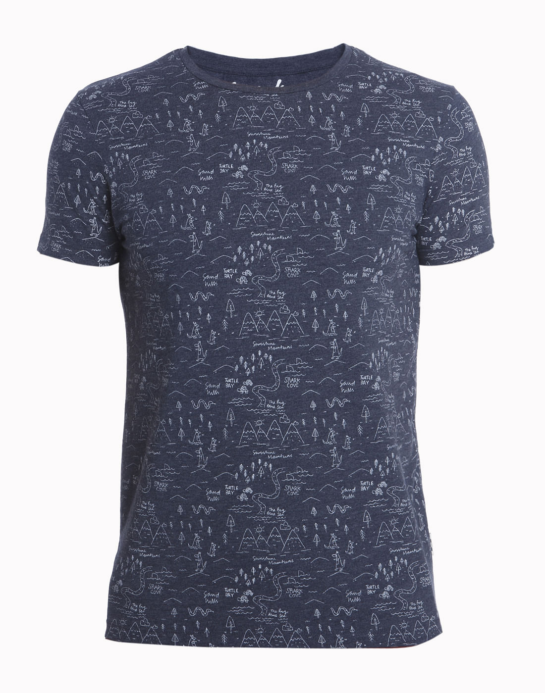 Blue All Over Print Crew Neck T-Shirt