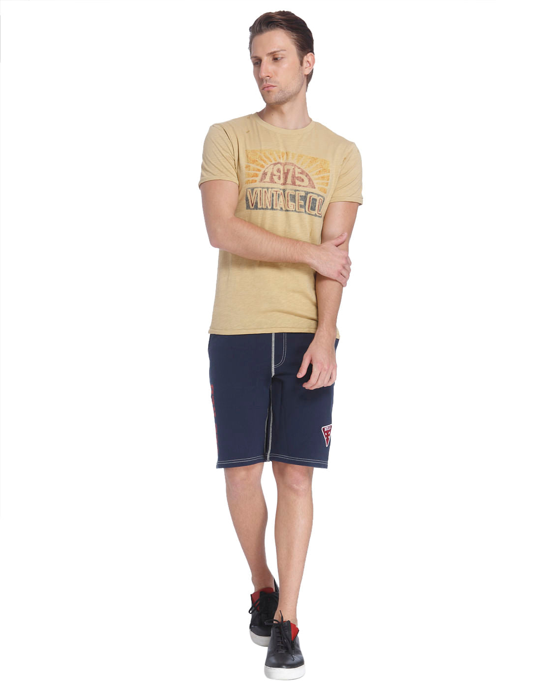 Graphic Print Brown Crew Neck T-Shirt