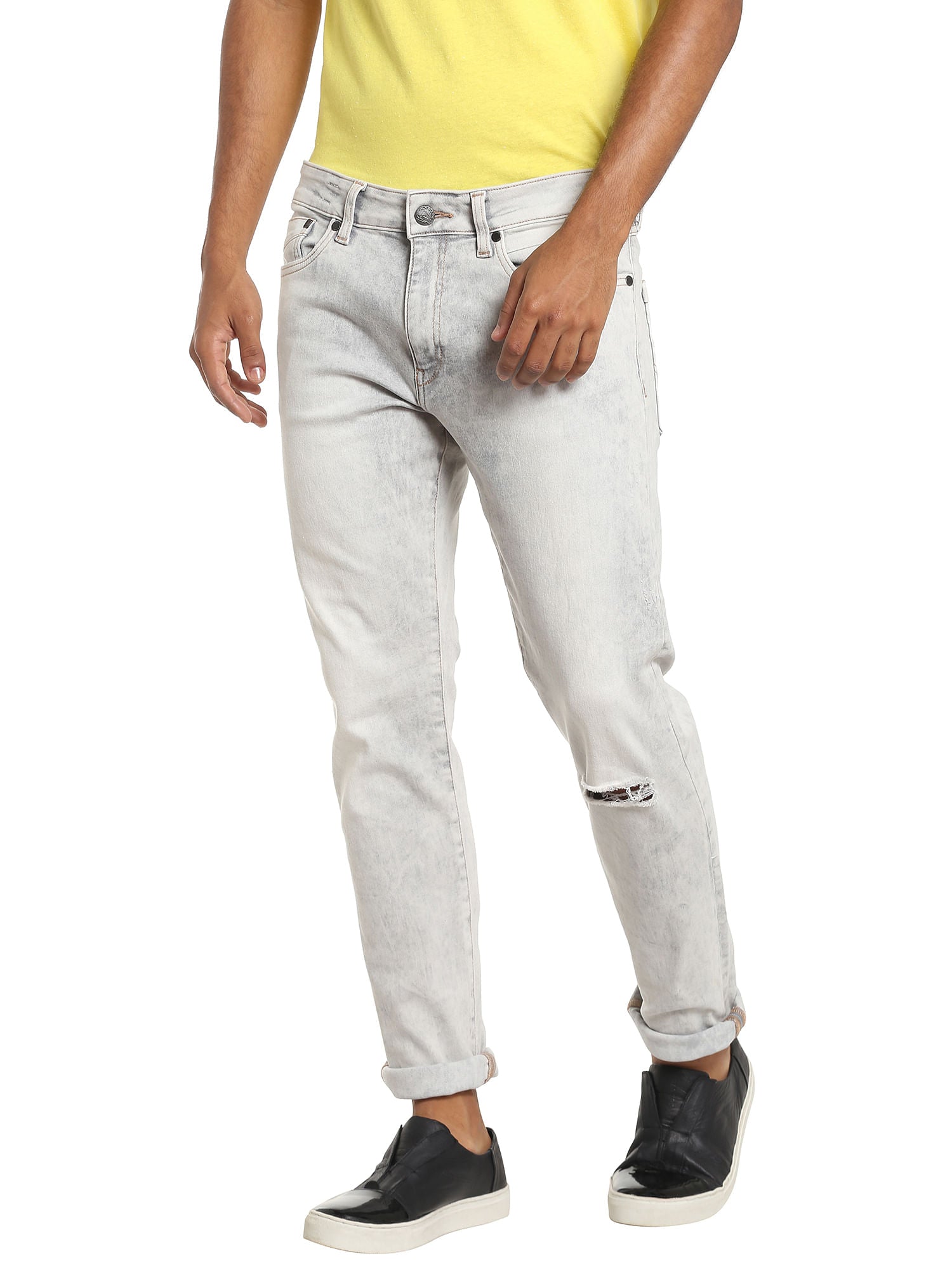 Light Grey Distressed Slim Jeans