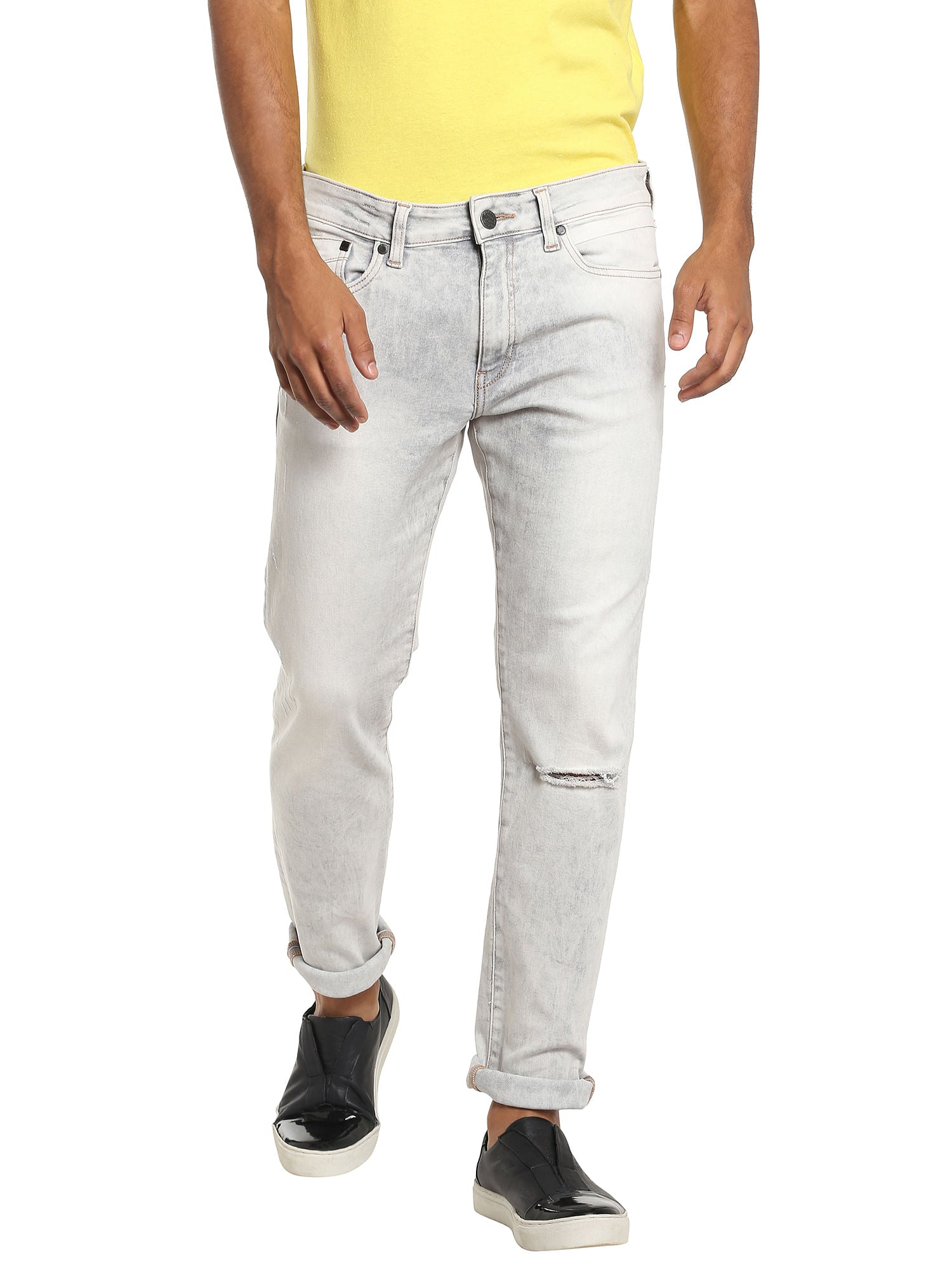 Light Grey Distressed Slim Jeans