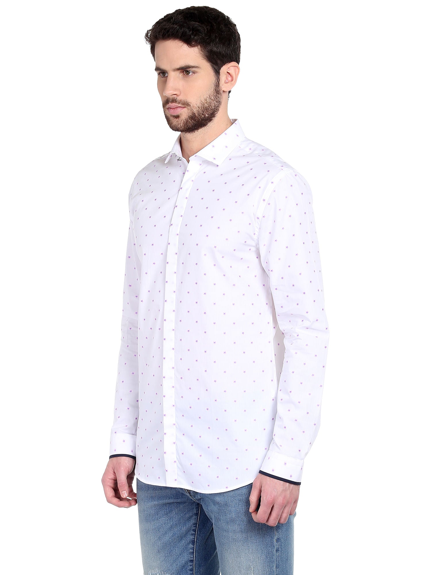 White Floral Print Shirt