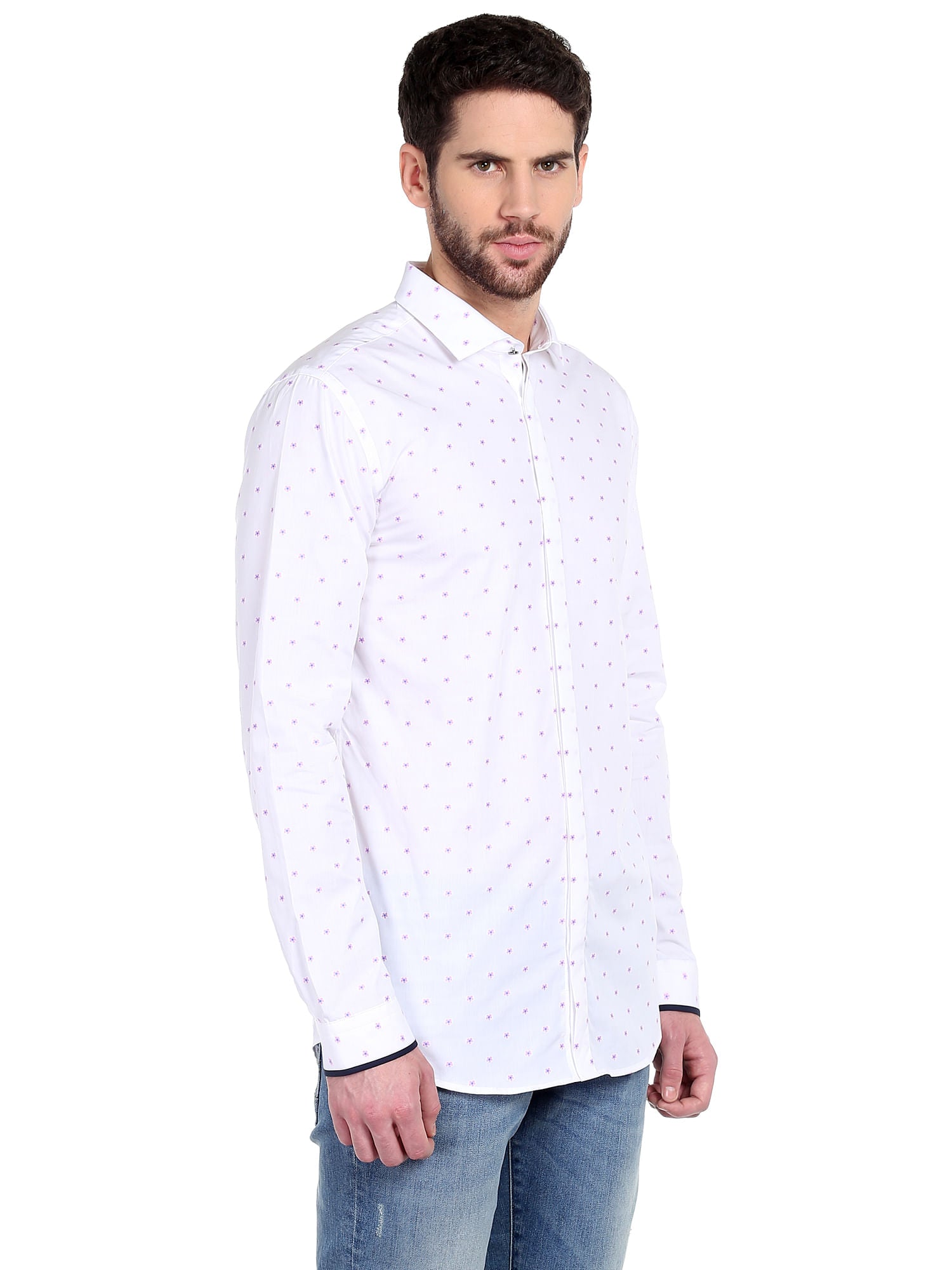 White Floral Print Shirt