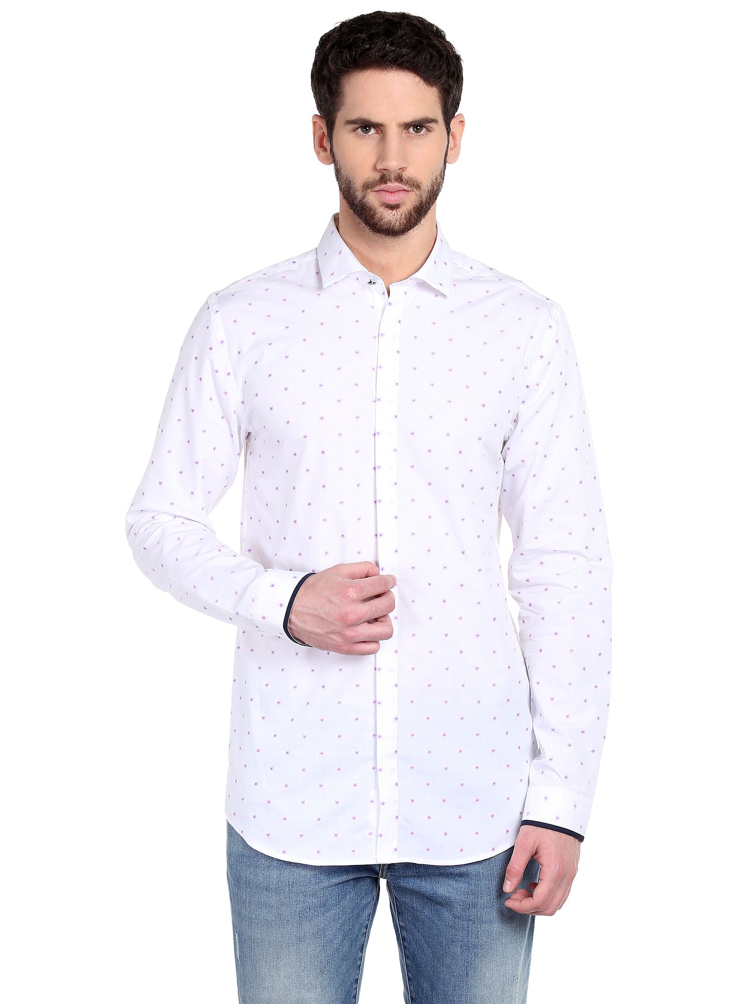 White Floral Print Shirt