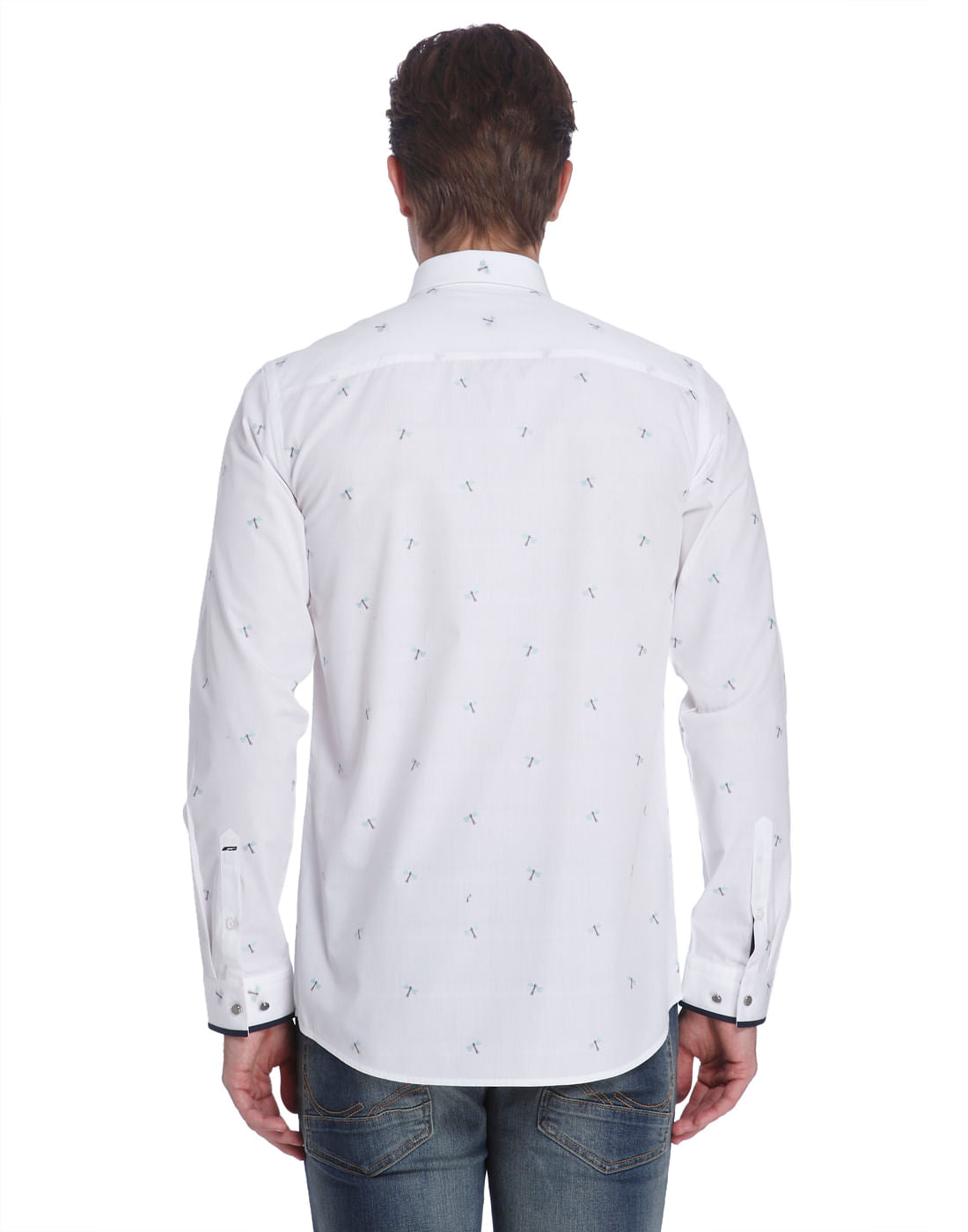 White Dragonfly Print Shirt
