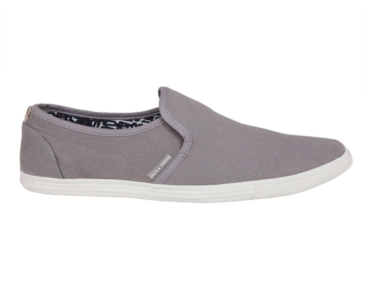 Grey Canvas Slip Ons - 7