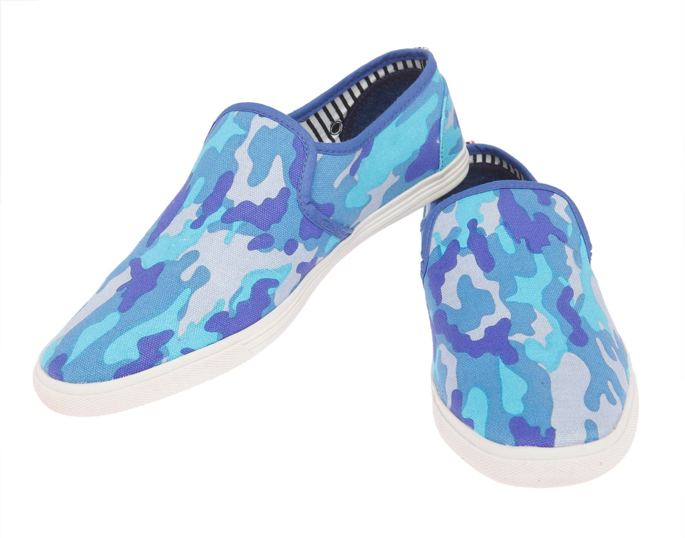 Blue Camo Print Slip On Shoes