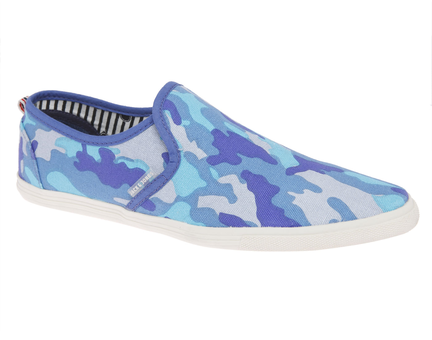 Blue Camo Print Slip On Shoes