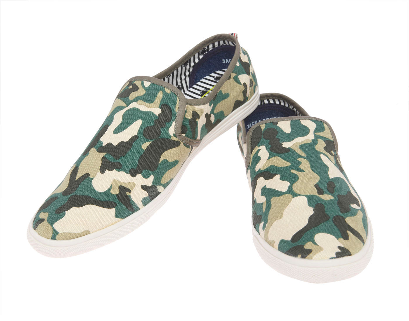 Green Camo Print Slip On Shoes