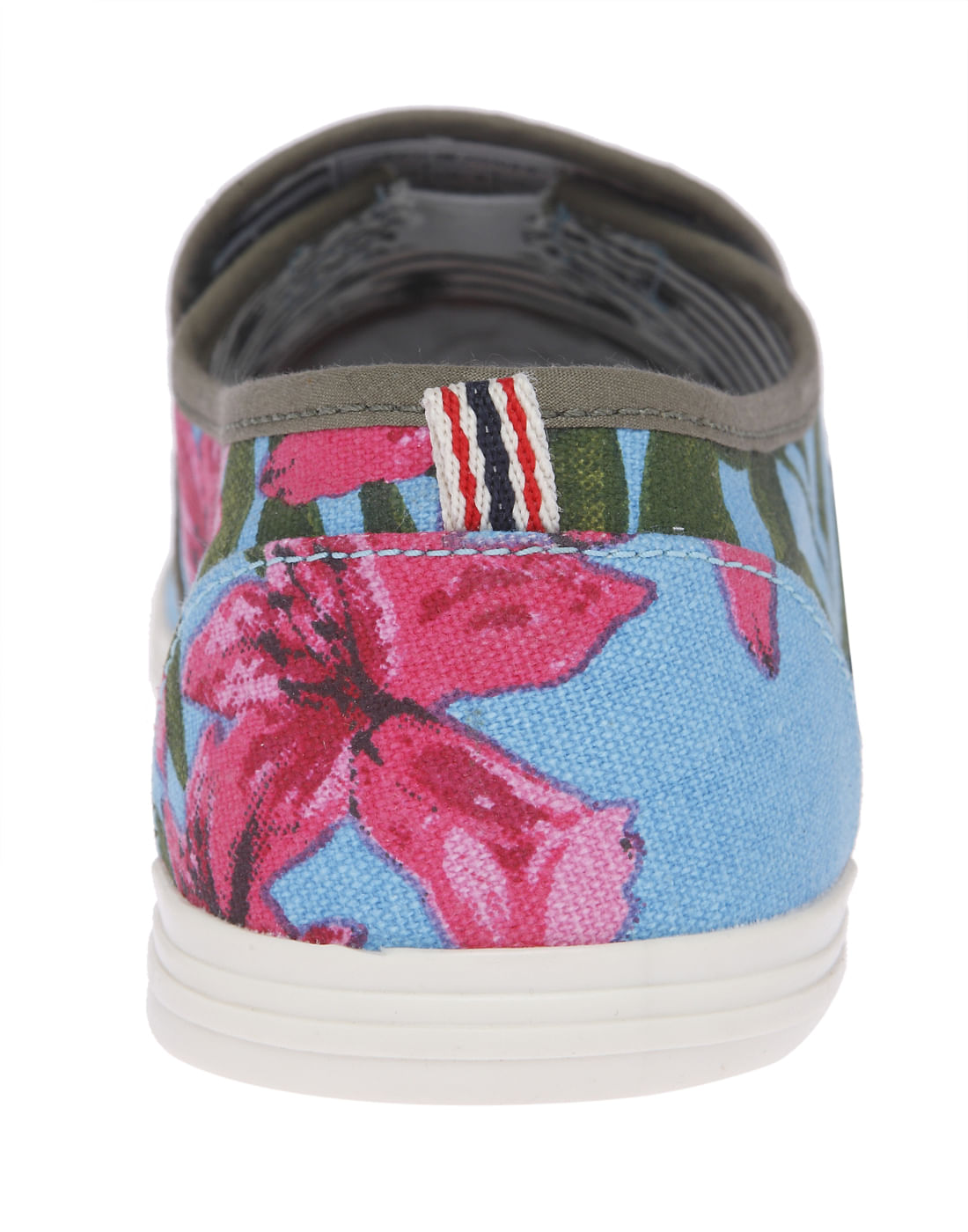 Floral Tropical Print Blue Slip On Shoes